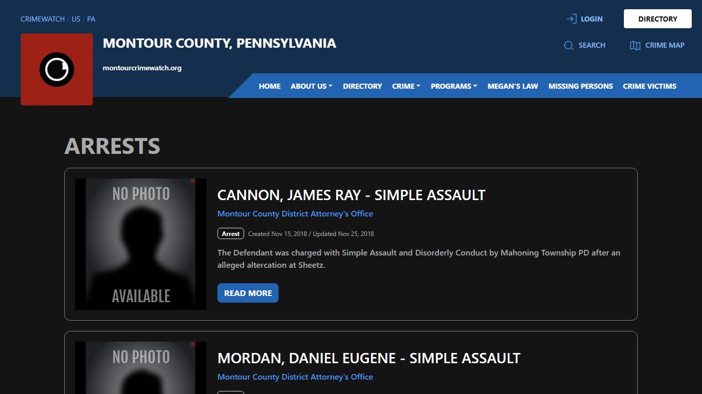 Arrests for Montour County, Pennsylvania | CRIMEWATCH