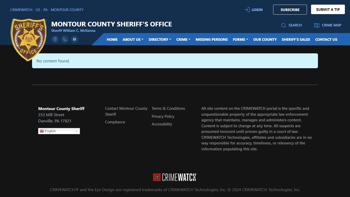 Montour County Sheriff's Office Arrests - CRIMEWATCH