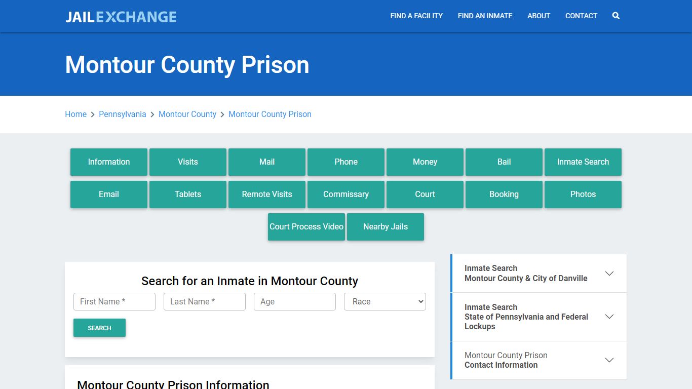 Montour County Prison Roster Lookup, PA, Inmate Search - Jail Exchange